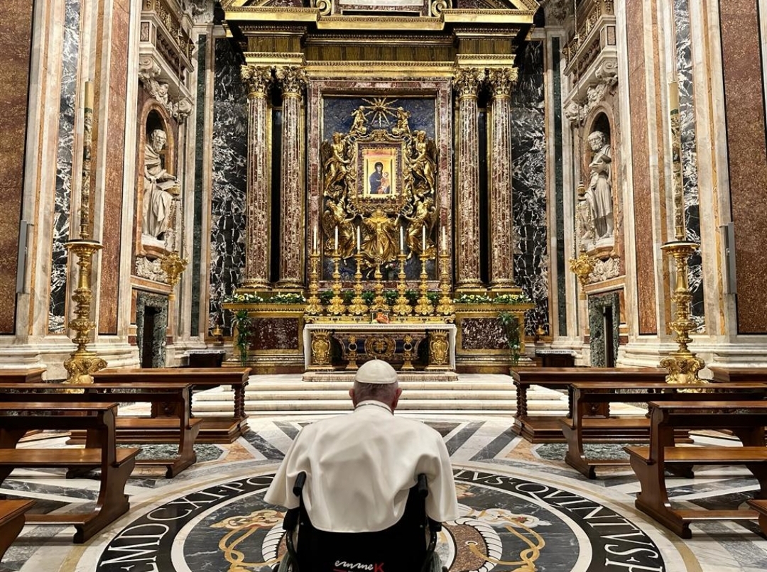 Ferenc pápa a Santa Maria Maggiore-bazilikában